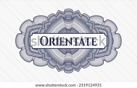 Blue rosette. Linear Illustration. Vector. Detailed with text Orientate inside