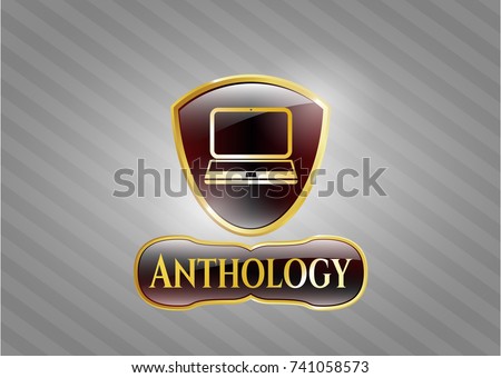  Gold shiny emblem with laptop icon and Anthology text inside