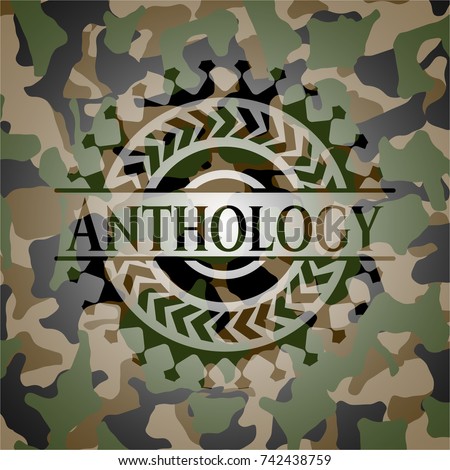 Anthology written on a camouflage texture