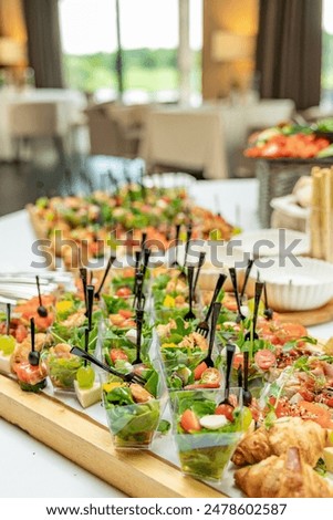 Similar – Image, Stock Photo Stylish served salad with tomatoes and herbs