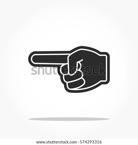 flat black hands icon with pointing left way fingers symbol. hand gestures with shadow effect