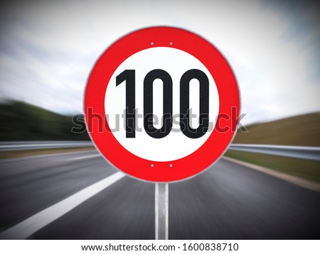 Similar – Image, Stock Photo 100 km/h speed limit on highways Energy saving. Oil imports from Russia, Ukraine war