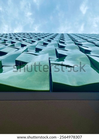 Similar – Image, Stock Photo Glass wavy facade of an office building