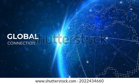 Globe network illustration. Technology digital 3d globe. Digital earth map background. Connection data concept.