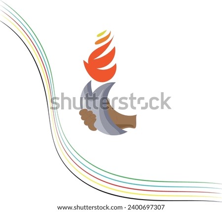 Hand holding torch. Symbol of Olympic Flame and sports. Flat illustration vector design. Olympic games.