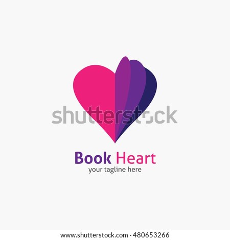Book Heart symbol logo icon design template elements. Vector Illustration.