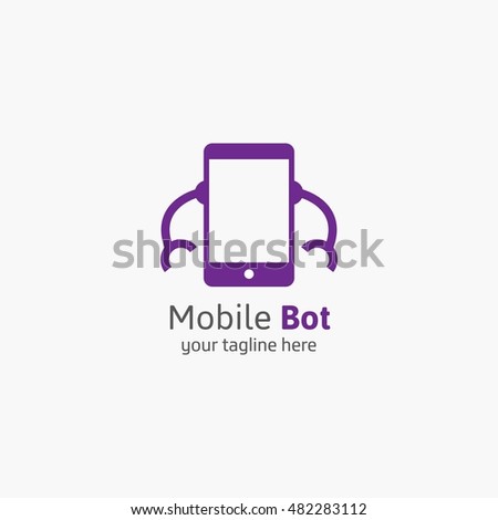 Mobile Bot Logo Design Template. Great for company emblem and Logo. Vector illustration