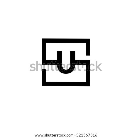 Initial Letters SU Black Linked Overlap Logo With Letter U in the Middle of Letter S Icon