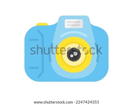 Illustration of a light blue kids camera.