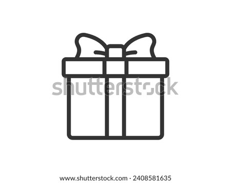 Illustration of a wrapped present box icon (line drawing).