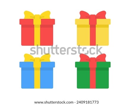 An illustration set of wrapped present box icons.