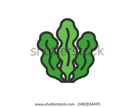 Illustration of seaweed icon (line drawing color).