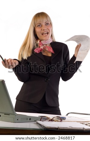 Businesswoman in her office and long working hours