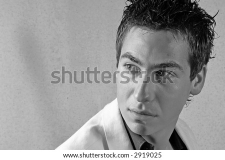 Portrait of young urban man, black and white image