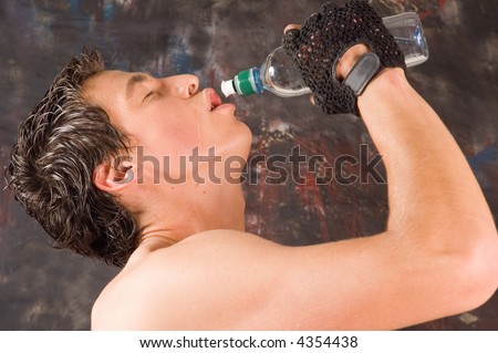 Man drinking water and refreshment his body