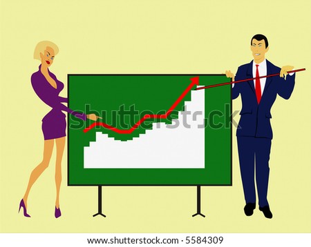 Business man and woman with growth graphic stats