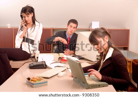 Group of business people on work place at office