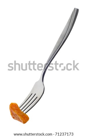 Sweet Potato Yam on a Fork Isolated on White with a Clipping Path.