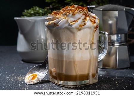 Similar – Image, Stock Photo Cream brulee on dark wood