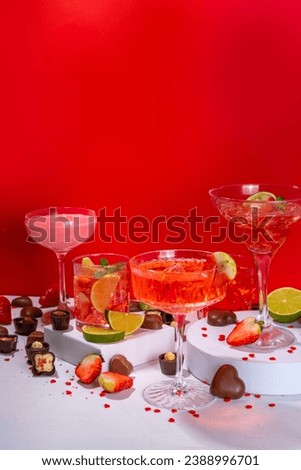 Similar – Image, Stock Photo Tasty cold red cocktail on table