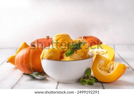 Similar – Image, Stock Photo A bowl of pumpkin soup