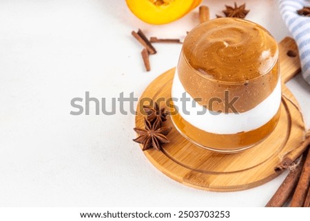 Image, Stock Photo Dalgona coffee in wooden table