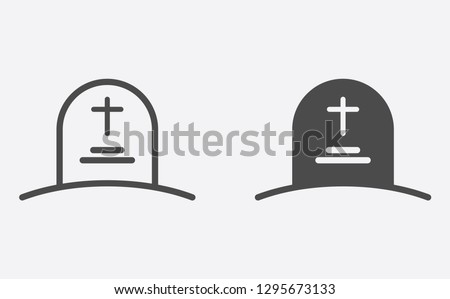 Tombstone filled and outline vector icon sign symbol