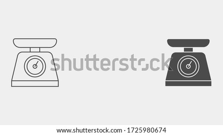 Weight scale outline and filled vector icon sign symbol