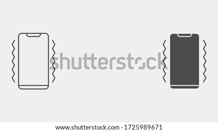 Vibrate phone outline and filled vector icon sign symbol