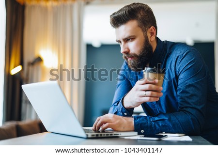 Image, Stock Photo Bearded Guy in Coffee Place