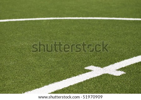 Goal kick line on soccer field