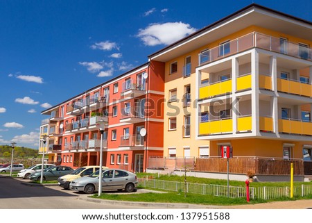 Street with new apartments in Poland