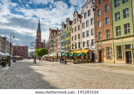 GDANSK, POLAND - 13 MAY: The Long Lane in old town of Gdansk on 13 May 2014. Baroque architecture of the Long Lane is one of the most notable tourist attractions of the city.