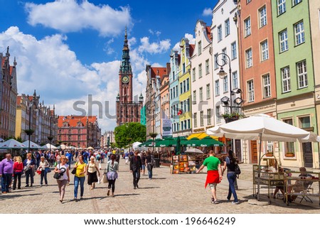 GDANSK, POLAND - 20 MAY: Architecture of the Long Lane in Gdansk on 20 May 2014. Baroque architecture of the Long Lane is one of the most notable tourist attractions of the city.