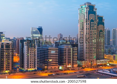 DUBAI, UAE - MARCH 31: Technology park of Dubai Internet City at night on 31 March 2014. Dubai Internet City is created by the government free economic zone for global information technology firms.