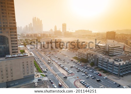 DUBAI, UAE - 31 MARCH 2014: Technology park of Dubai Internet City at sunrise, UAE. Dubai Internet City is created by the government free economic zone for global information technology firms.