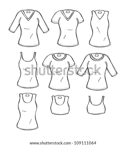 Clothes Template In Doodle Style Stock Vector Illustration 109111064 ...