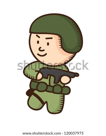 Soldier Holding Gun Cartoon Stock Vector Illustration 120037975 ...