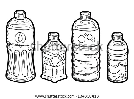 Set Of Plastic Bottle Doodle Stock Vector Illustration 134310413 ...