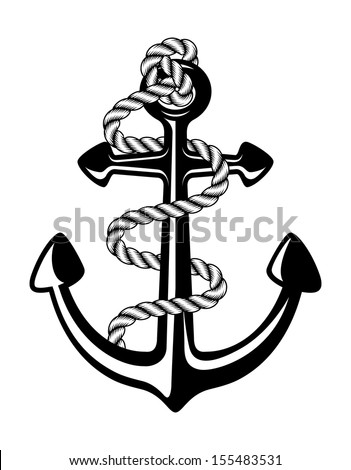 Anchor With Rope Stock Vector Illustration 155483531 : Shutterstock