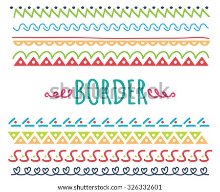 Set Of Colorful Hand Drawn Border Stock Vector 326332601 : Shutterstock