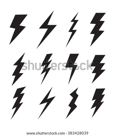 set of simple lightning doodle