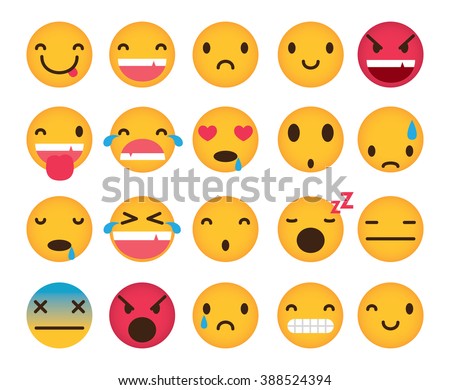Set of cute emoticons isolated on white background