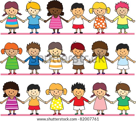 Children Holding Hands Stock Vector Illustration 82007761 : Shutterstock