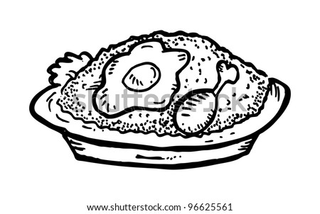 Indonesian Fried Rice With Chicken And Egg Doodle Stock Vector ...