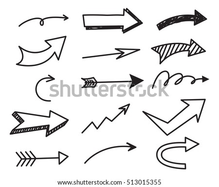 Set of arrow doodle on white background Photo stock © 
