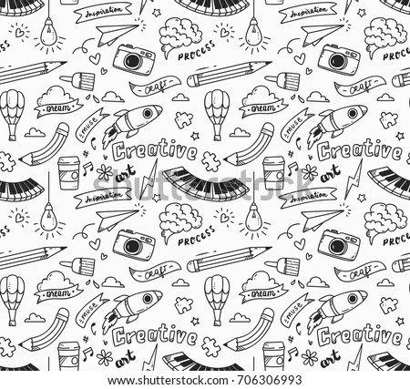 Creative concept doodle seamless background 