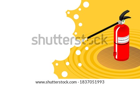 2.5D Isometric View Of Using Carbon Dioxide Foam Fire Extinguisher Spray In Action Backdrop Template Background Illustration