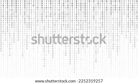 Black-White Silhouette Grayscale Zero-One Binary Array Code Data Computing Grid Backdrop Background Template Vector Illustration for Poster, Banner, Printout, Screen, Cover, Productivity.