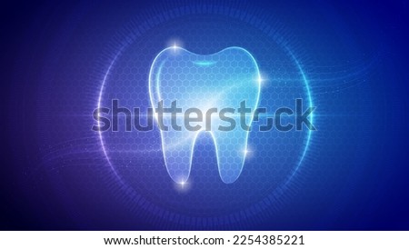Futuristic Medical Hologram Neon Glow Translucent Human Molar Tooth, Dental Care, Orthodontic, Dentistry, Digestive, Skeletal System Backdrop Background Illustration